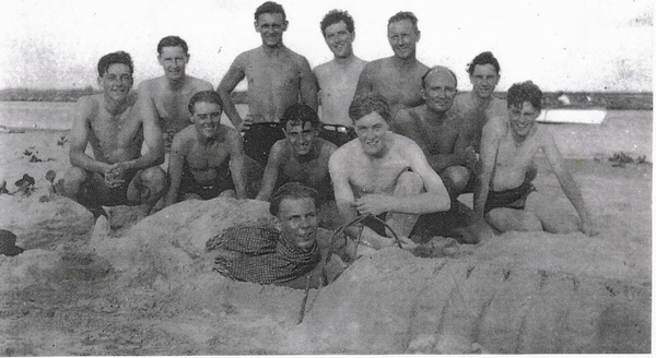 Officers Beach Party taken in 1941 The five at the back - Lieut Peter Arbuthnot, Midshipman Mark Alford Lieut Frank Woodward, Lieut David Cunningham, ?\nThe six in the centre - Midshipman Douglas Holloway, Midshipman Dean, Midshipman David Jay, Midshipman David Houston, Surgeon Cdr Thomas Larkworthy (with bald head), unknown Midshipman\nin Sand car in front with scarf - another unknown Midshipman Officers Beach Party taken in 1941 The five at the back - Lieut Peter Arbuthnot, Midshipman Mark Alford Lieut Frank Woodward, Lieut David Cunningham, ?\nThe six in the centre - Midshipman Douglas Holloway, Midshipman Dean, Midshipman David Jay, Midshipman David Houston, Surgeon Cdr Thomas Larkworthy (with bald head), unknown Midshipman\nin Sand car in front with scarf - another unknown Midshipman
