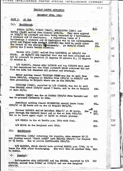 Ultra signal 18 December 1941 (page 1)
